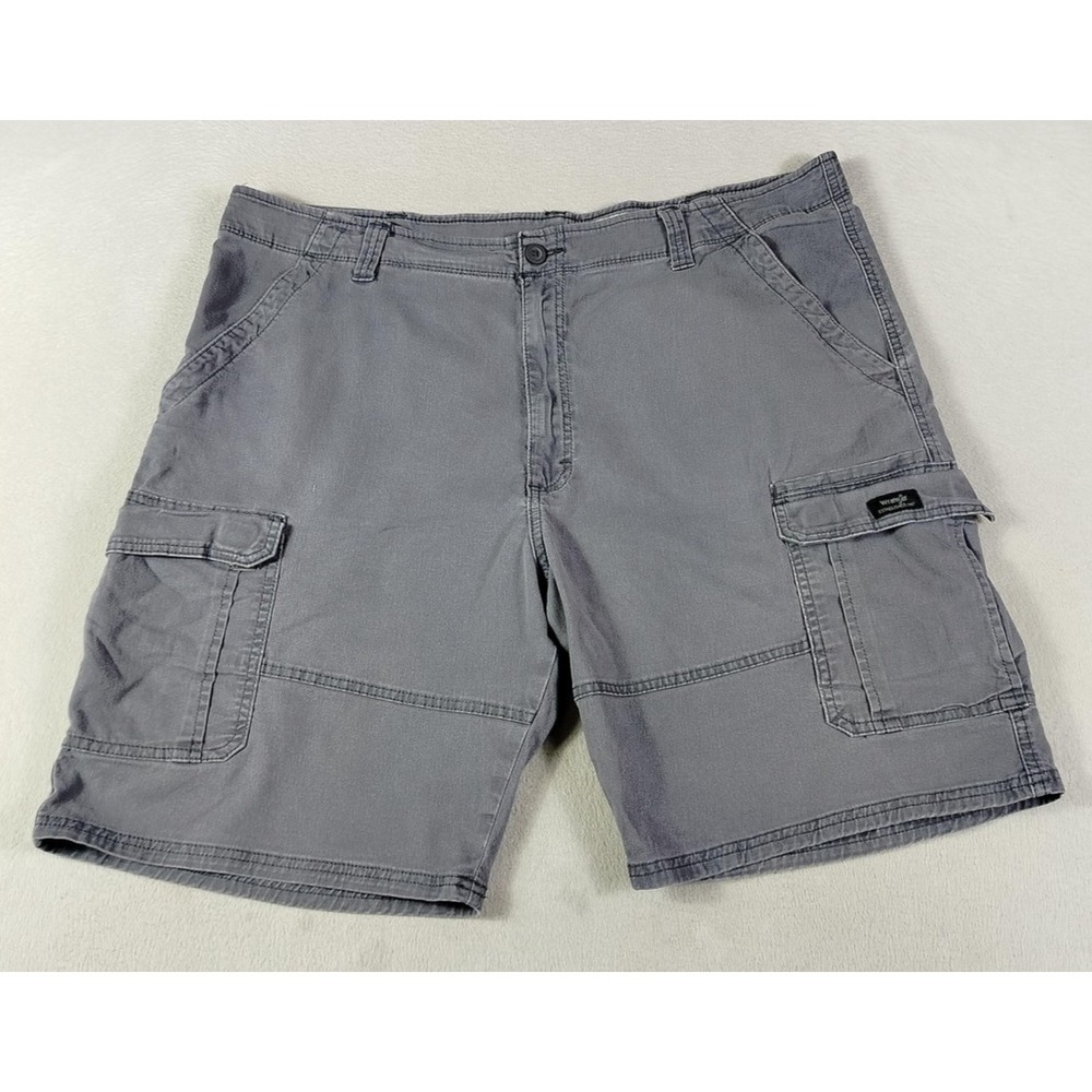 Wrangler Cargo‎ Shorts Mens 42 Gray Relaxed Fit Stretch Denim Pockets Casual